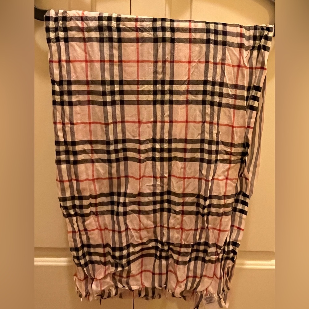 Burberry Pink Duo Pattered Wool Scarf